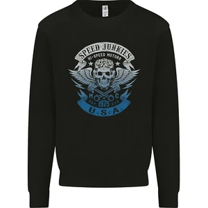 USA Speed Junkies Biker Motorcycle Kids Sweatshirt Jumper - Picture 1 of 3
