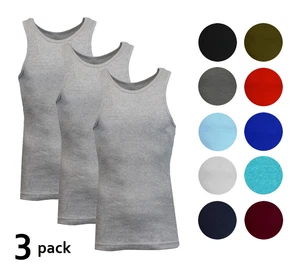 Men's 3 Pack Ribbed Tank Top Shirts Muscle Sleeveless Gym Beach Undershirt NWT - Picture 1 of 25