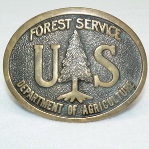 US USDA Forest Service Bronze Belt Buckle Dept Of Agriculture Vtg 1985 Wyoming - Picture 1 of 5