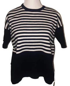 Top corto Vittadini Sport azul marino blanco de gran tamaño tejido a rayas algodón náutico M - Imagen 1 de 8