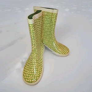 Coach Regenstiefel Ursula elfenbein/limettengrün halbhoch #F0077/J08 Größe 7W - Bild 1 von 6