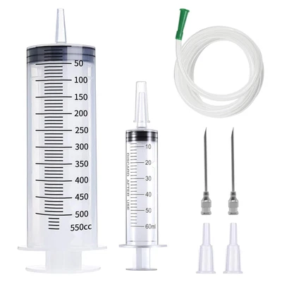 TOPBELIEF 2 Stücke Spritze Mit Schlauch, Spritze 500Ml 60Ml, Große Spritze,Plastikspritze,