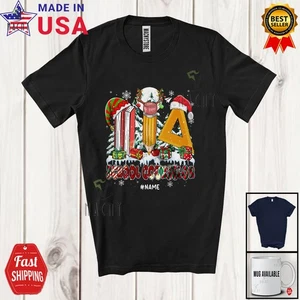 Custom Name School Counselor; Christmas Tree Three Santa Elf Jobs Tools T-Shirt - Picture 1 of 7
