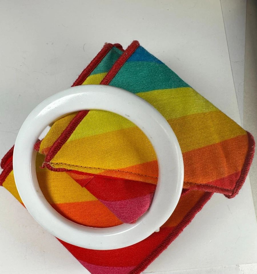 Cinturón Vintage Arco Iris Rayas Cintura Algodón Ancho 34 pulgadas Hebilla Máxima Negrita Años 80 Foto 1 de 4