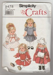 Simplicity Crafts 9478: Doll's Dress, Nightgown, Hat, Muff, & Lined Cape c.1989 - Picture 1 of 2