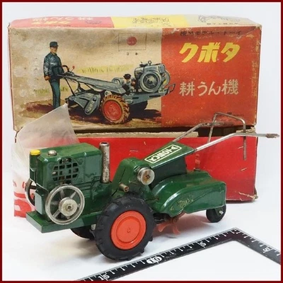 Vintage Bandai Kubota Tractor Green Tin Toy Japan Friction Model w/ Box Rare JPN - Image 1 of 4
