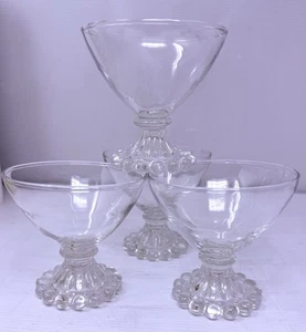 Vintage Set 4 Anchor Hocking Berwick Boopie Champagne Sherbet Glasses Beaded - Picture 1 of 7