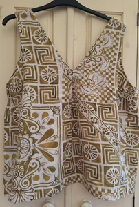 NEXT size 18 fit larger Possible 20 NWOT Ecru & GREEN linen mix sleeveless top - Picture 1 of 3