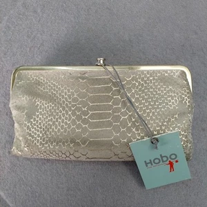 Hobo Lauren Leather Clutch-Wallet Gold Filigree Exotic Magnet Fold Double Frame - Picture 1 of 16