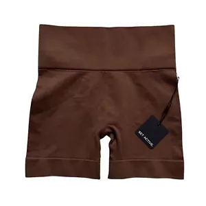 Set Active XS NEW Brown Biker Short Athletic Active Stretch Seamless Gym Workout - Picture 1 of 8