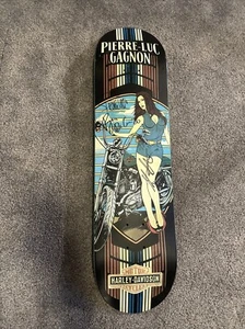 HARLEY DAVIDSON SKATEBOARD DECK Signed By PLG Pierre Luc Gagnon Pin Up Biker - Picture 1 of 16
