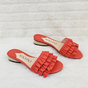 Zapatillas planas sin cordones Mac J naranja con volantes onda mulas zueco 6-11 - Imagen 1 de 11