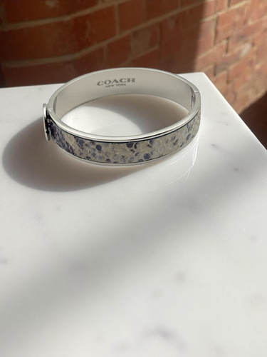 Bracciale Coach Designer Tono Argento Pelle Serpente Cerniera 1 2 Pollice Carrozza Cavalli