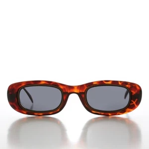 Brown Metal Inlay Rectangular Vintage Sunglasses - Neville - Picture 1 of 3