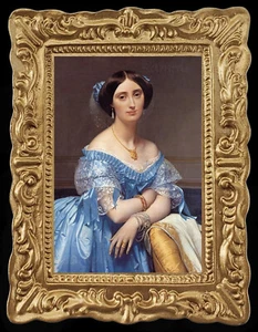 Royal 1800's Lady on Blue Miniature Dollhouse Art Picture 8109 - Picture 1 of 1