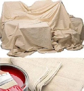 4 X 12ft x 12ft LARGE HEAVY DUTY COTTON TWILL PROFESSIONAL DUST SHEET SECONDS - Picture 1 of 7