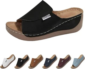 Comfortable Arch Support Slides Women's Solid Color Sandals Breathable Sandals - Picture 1 of 19