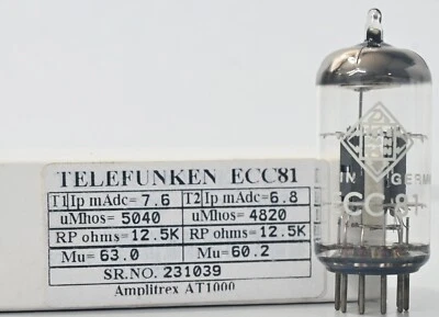 ECC81 TELEFUNKEN Made in Germany Amplitrex AT1000 - Bild 1 von 4