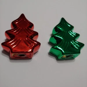 Atico Metallic Christmas Tree Salt & Pepper Shakers Holiday Red & Green - Picture 1 of 4