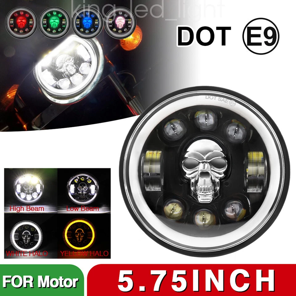 Faro LED de haz alto bajo DRL para moto XL 883 1200 negro RGB 5-3/4 5,75 Foto 1 de 4