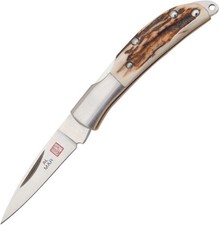 Al Mar Osprey Genuine Stag 2 1/4" closed lockback. AUS-8 stainless drop point bl
