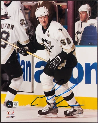 Foto firmada autografiada por Mario Lemieux Pittsburgh Penguin 8x10 Beckett BAS 24148 Foto 1 de 2