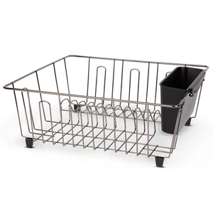 Small Dish Drainer Rack - Chrome/Black - Picture 1 of 12