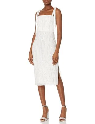 Vestido midi sin mangas para mujer Monique L'Hiullier 284285, blanco, 4 Foto 1 de 2