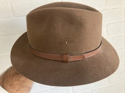 VTG USA MADE BROWN FEDORA HAT MENS L CRUISER 100% WOOL FELT INDIANA JONES STYLE - Image 1 of 4