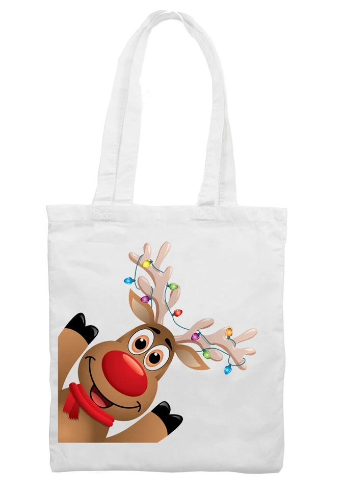 TRIBAL T-SHIRTS Lustige Einkaufstasche Rudolph Weihnachtsbeleuchtung Schultertasche