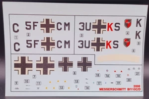 Airfix | No. 02006 | 1:72 Messerschmitt Bf 110C/D Decals - Picture 1 of 1