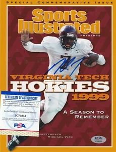 MICHAEL VICK VIRGINIA TECH HOKIES PSA SPORTS ILLUSTRATED COVER SIGNED 8x10 - Picture 1 of 1