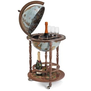 Bar-Globe GIUNONE Blue Ocean. Made from Beech tree. Handmade Quality From Italy. - Picture 1 of 3