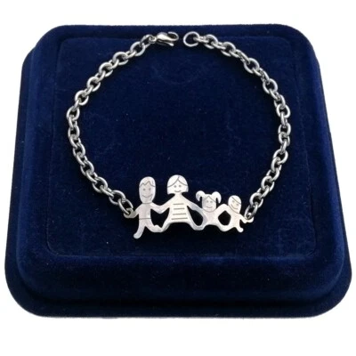 Bracciale Braccialetto Famiglia Acciaio Mamma Papà Figlia Figlio Scatola Mod04 - Immagine 1 di 3