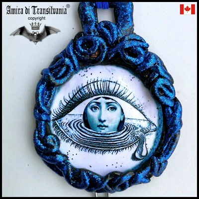 blue eye woman jewelry amulet pendant charm bib necklace italian design talisman - Image 1 of 4