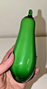 Vidrio artístico vintage de calabacín estilo Murano soplado vegetal 7 pulgadas de largo pimiento verde - Imagen 1 de 13