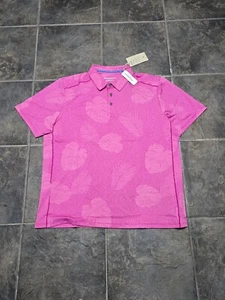 TOMMY BAHAMA Island Zone DELRAY FROND Polo Shirt very berry Large - Picture 1 of 3