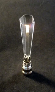 Lamp Finial-TAPERED SPEAR-Crystal Lamp Finial-Satin Nickel Base - Picture 1 of 9
