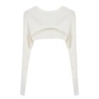Stylish Knitted Crop Shirt Long Sleeve Tops Early Autumn Cover For Female Solid