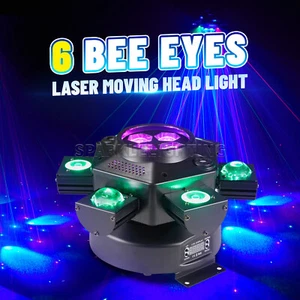 6 Arme RGBW Laser beweglicher Kopf Strahl Bühnenlicht DMX Fernbedienung Disco Bar Party Club - Bild 1 von 10