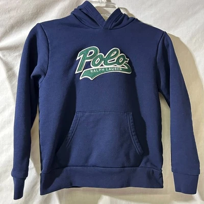 Polo Ralph Lauren Navy pullover hoodie w/pouch front pocket Unisex Kids M10-12 - Image 1 of 4