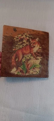 Vintage Woodland Forest Fox madera decoupage madera remache arte rústico hecho a mano Foto 1 de 4