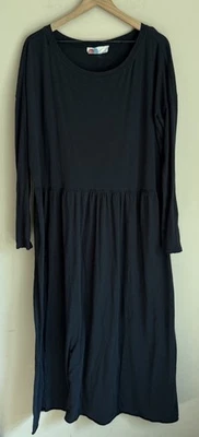 Free People Dress Beach Maxi Knit Long Sleeve Full Womens Size Large Black - Image 1 of 4