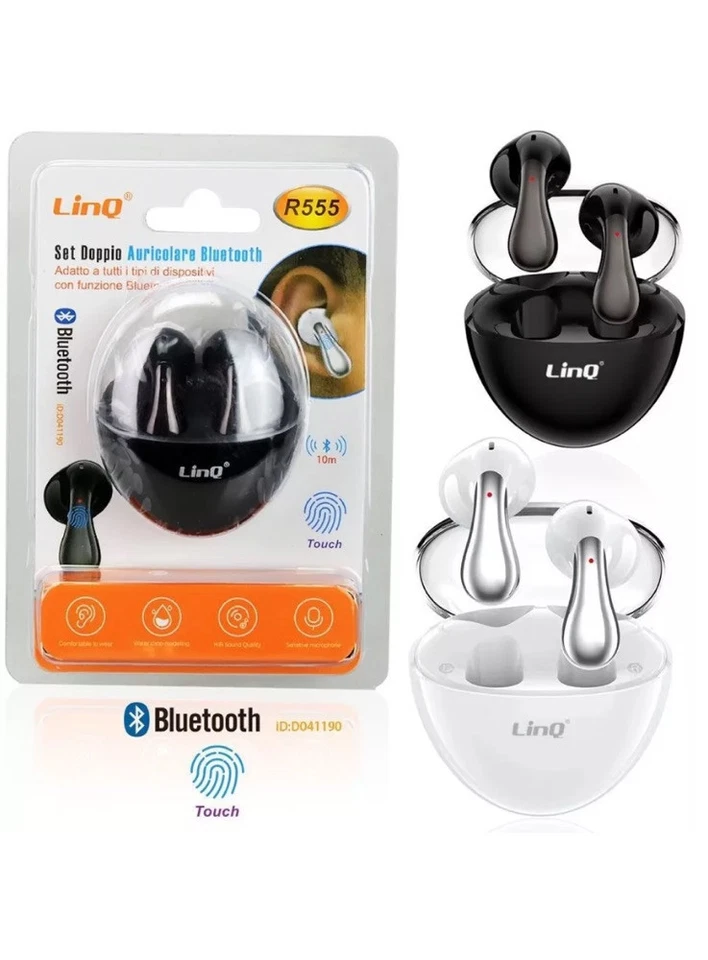 Set Doppio Auricolare Bluetooth Con Box Di Ricarica Linq R555 - Immagine 1 di 1