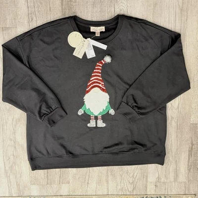 Top Philosophy Mujer Vacaciones Gnomo Tejido Negro Talla 2X Túnica Nuevo con Etiquetas Foto 1 de 4