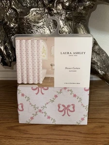 laura ashley shower curtain Kate Bow Pink Beige  Floral 72”x 72” - Picture 1 of 3