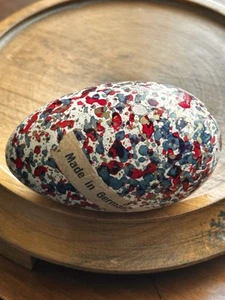 Vintage Wood Carved German Egg Speckled Painted Wooden Easter Basket Decoration - Picture 1 of 9