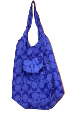 Винтажный тренер мака 1941 логотип C складной синий нейлона покупатель сумка с короткими ручками наплечная сумка - Изображение 1 из 4