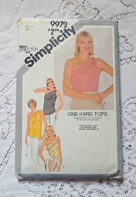 Blusa Feminina Vários Tops Anos 1980 Vintage Padrão de Costura Simplicidade 9972 Tamanho 14 - Imagem 1 de 3