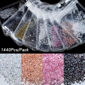 1440pcd/pack Crystal Flat Back Acrylic Rhinestones Gems 15 colors 1.2mm - Picture 1 of 13